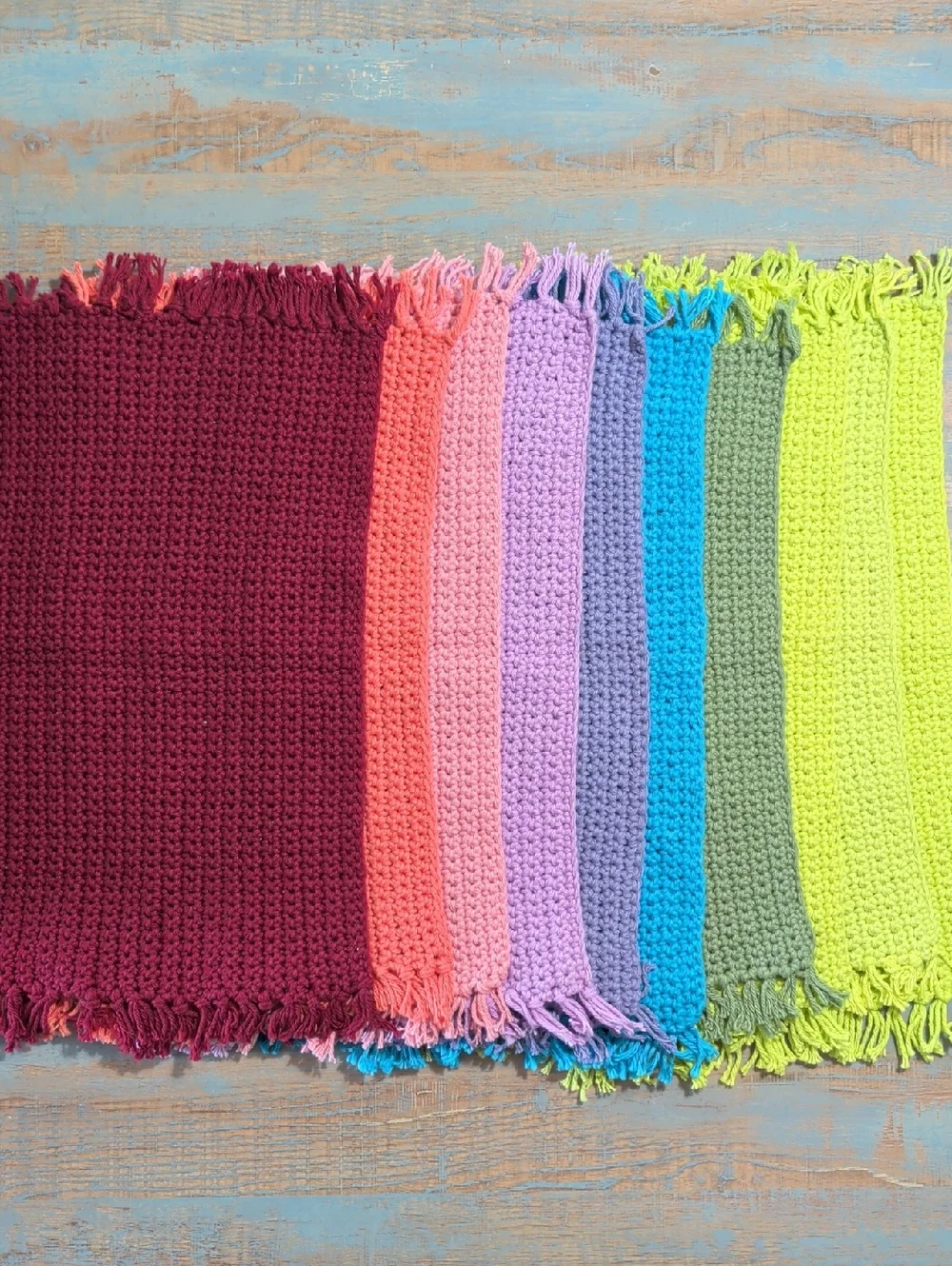 Vintage Handmade Crocheted Placemats & Doilies Set Multi Color Boho Table Décor